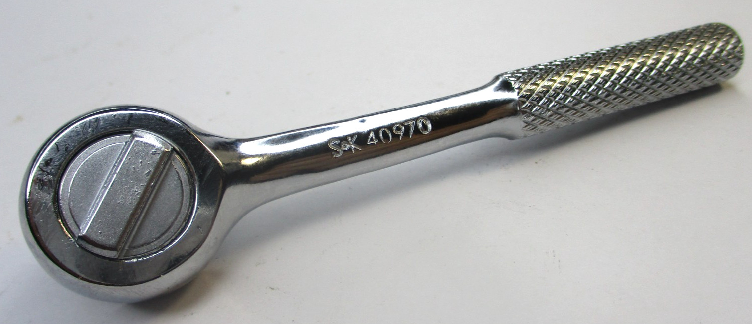 SK 40970 1/4″ Drive 4.5″ Long Fine Tooth Knurled Handle SuperKrome Ratchet New