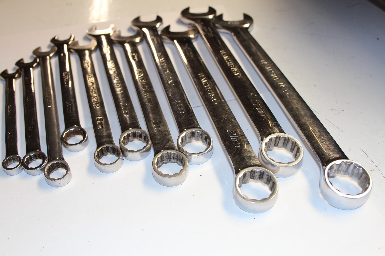 SNAP-ON TOOLS 11 pc 12-Point Metric Combination Wrench Set USA 23MM 22MM 10MM