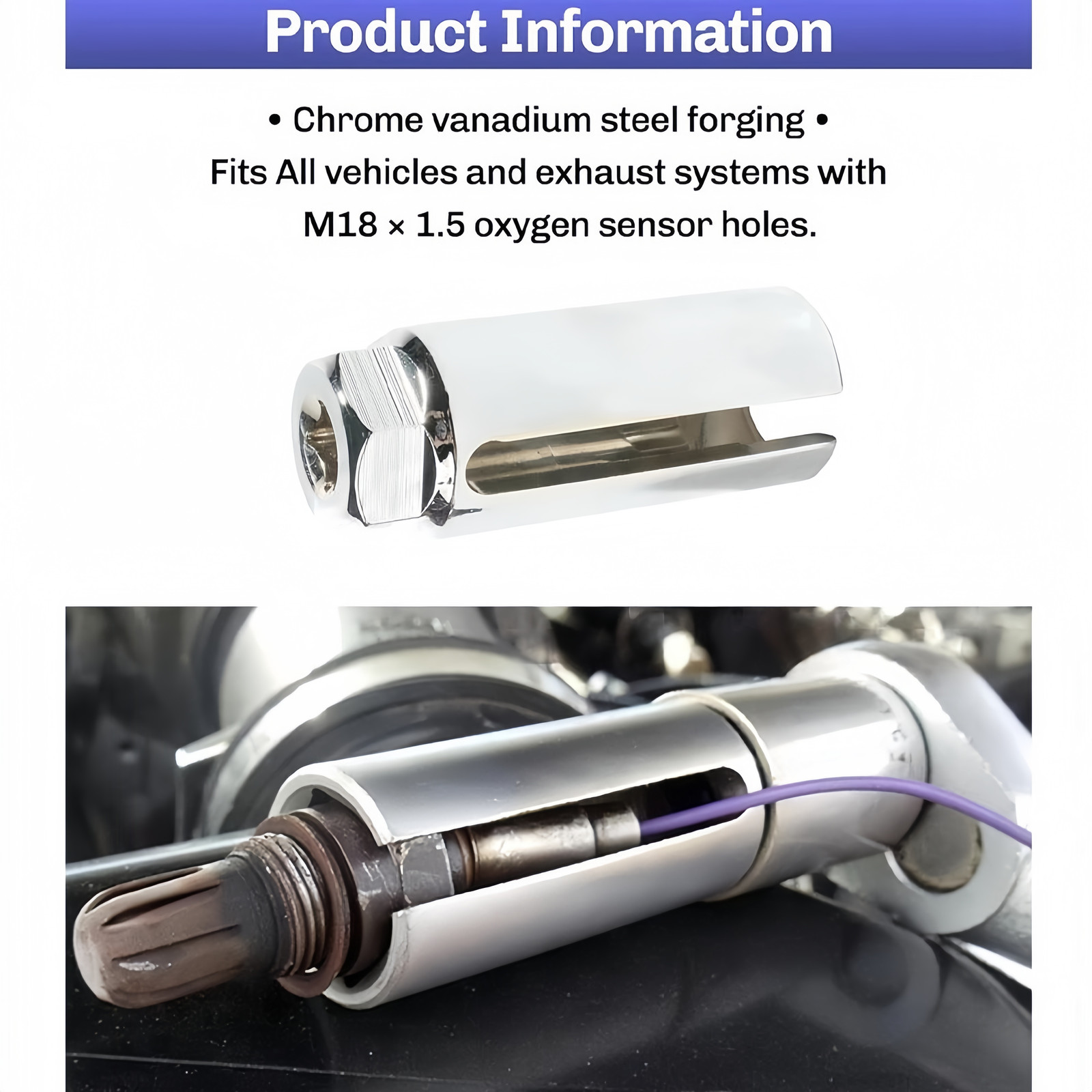 O2 Oxygen Sensor Socket Thread Chaser Set 5PCS O2 Sensor Wrench Removal Tool Kit
