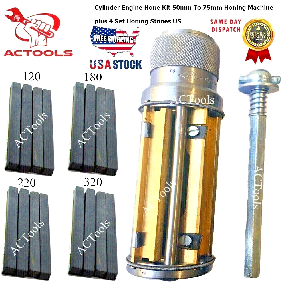 New Cylinder Engine Hone Kit 50mm TO 75mm Honing Machine + Honing Stones USA