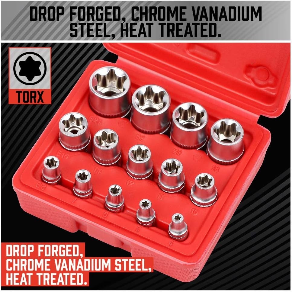 SEDY 14-Piece E-TORX Socket Set – Premium Female Torx Socket Set, Ultimate Torqu