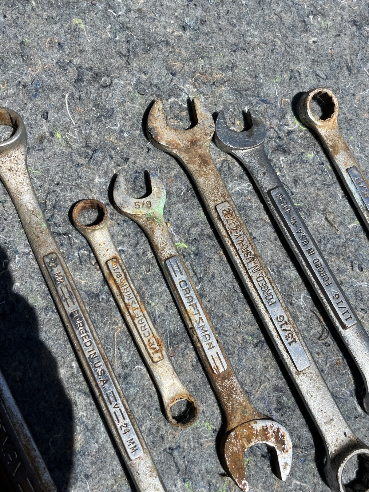 Lot 8 Craftsman Combination Wrenches V- Vv- USA, Multiple Sizes