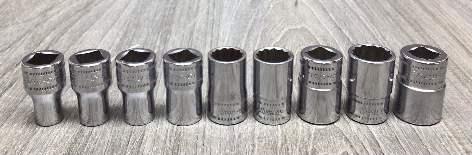 Snap-On SWM Series 1/2″ Drive 12-Point Shallow 9 Pcs Socket Set 10-19mm (1 miss)