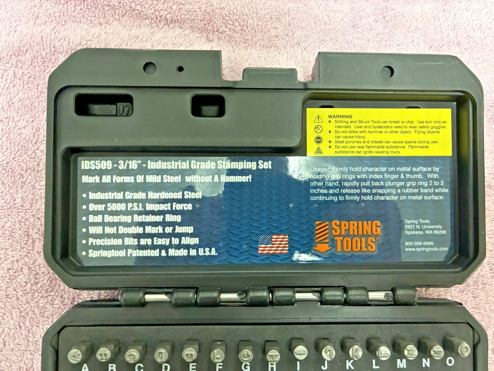 SPRING TOOLS #IDS509 HAMMERLESS HEAVY DUTY I.D. STAMPING 3/16IN STAMPS NOS