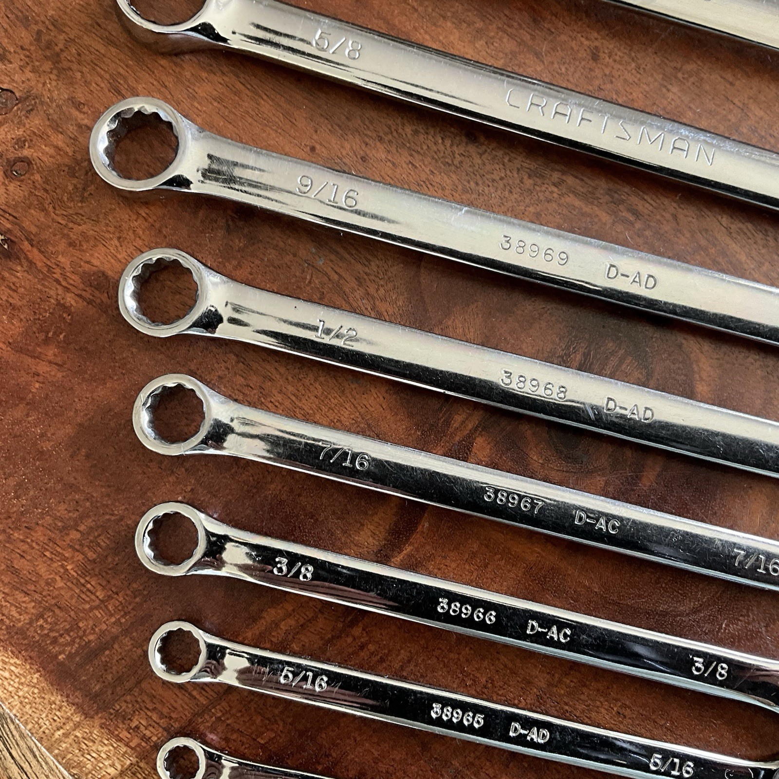 Craftsman 9 pc Combination Wrench Set D-AD 1/4″ to 3/4″ Polished Chrome 12 pt
