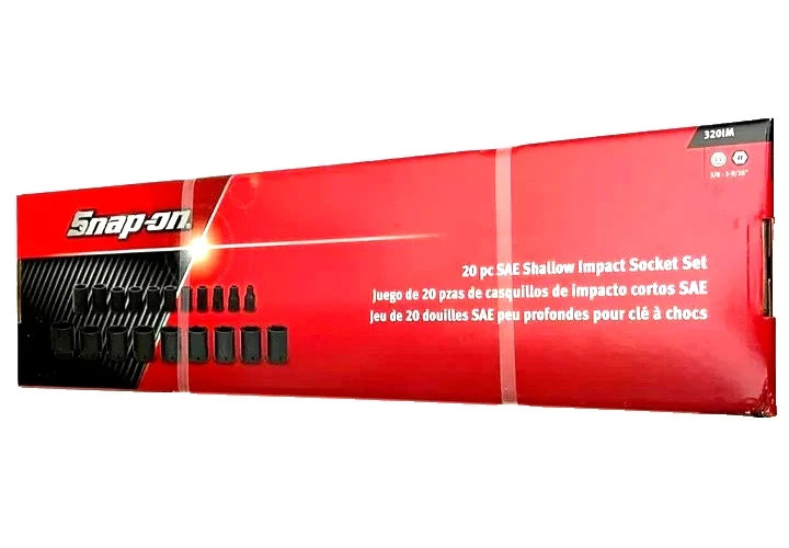 Snap-on 20-pc 1/2″ Drive 6-pt SAE Flank Drive Shallow Impact Set 320IM NEW
