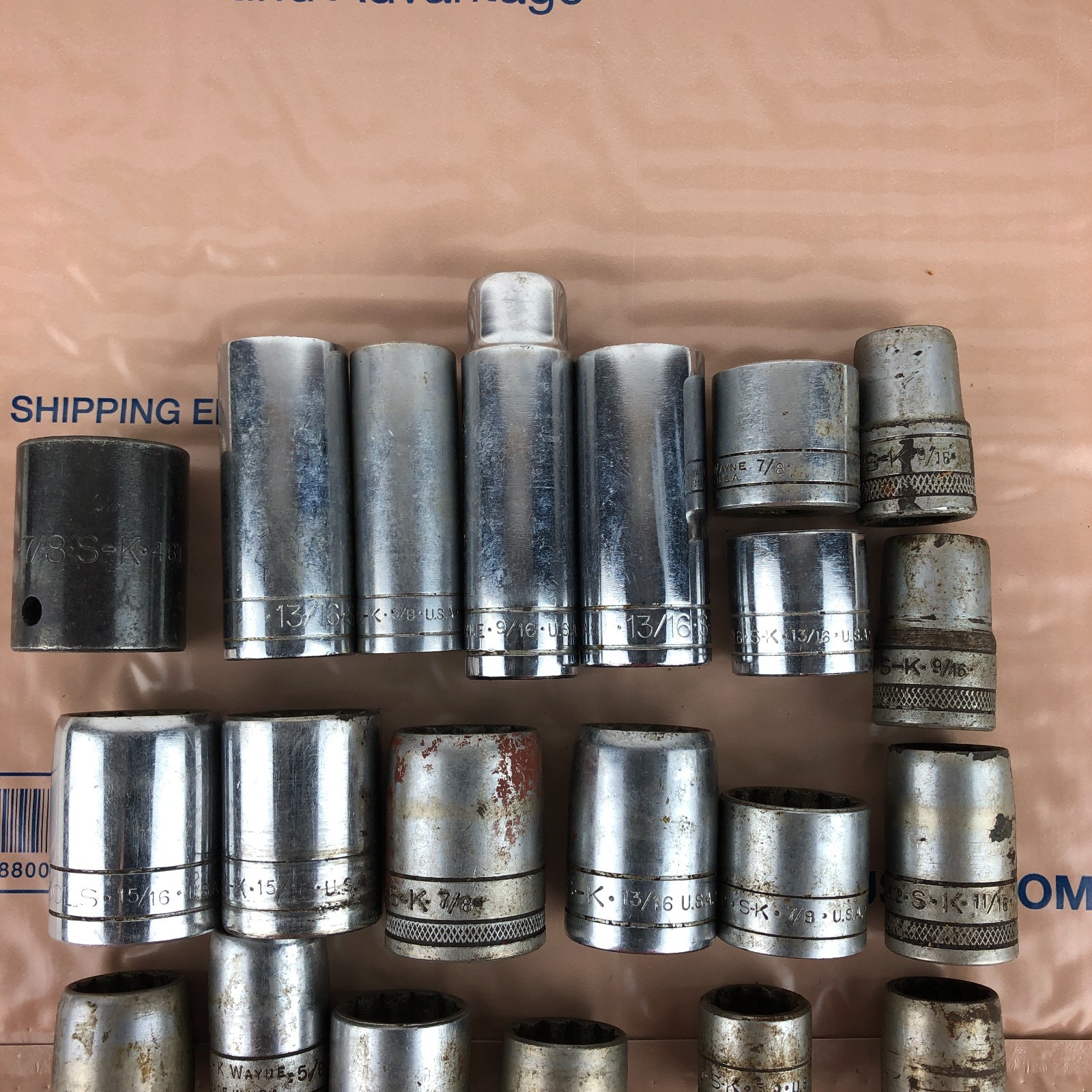 45 Pcs. SK Socket LOT 1/4″ 3/8″ 1/2″ Drive Shallow Deep SAE Metric Chrome USA