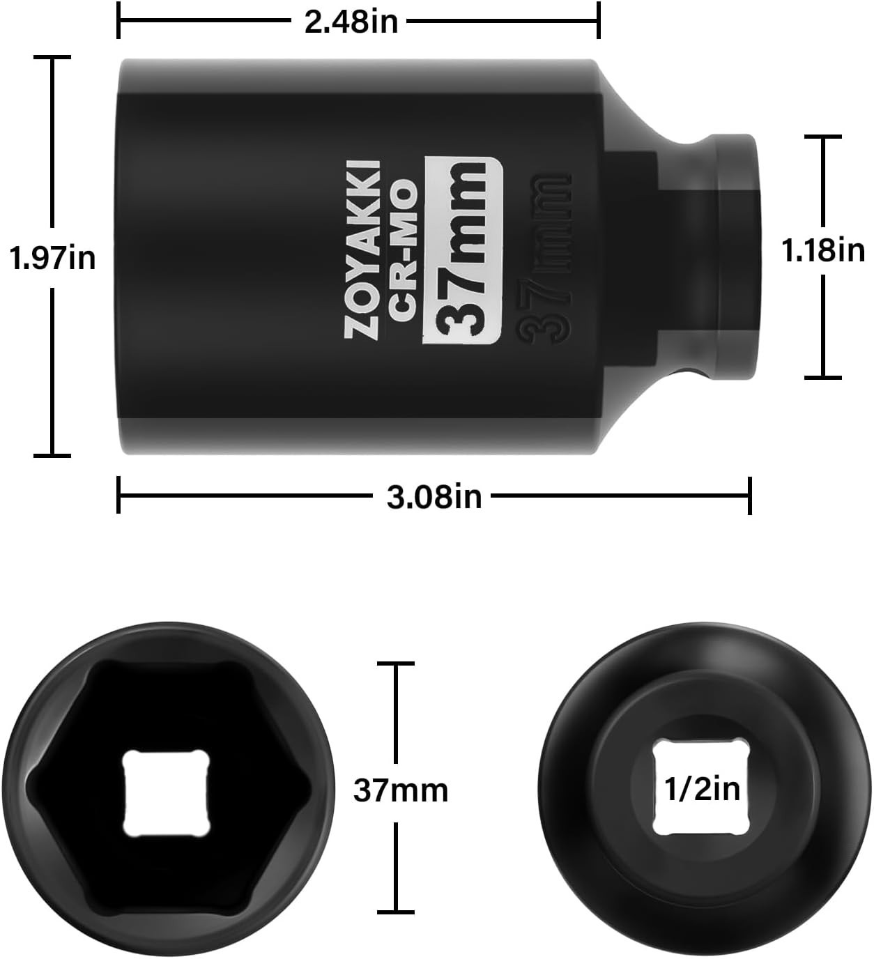 Innovative 1/2″ Drive 6PT Impact Socket – 37mm Deep, Built to Last and Perform