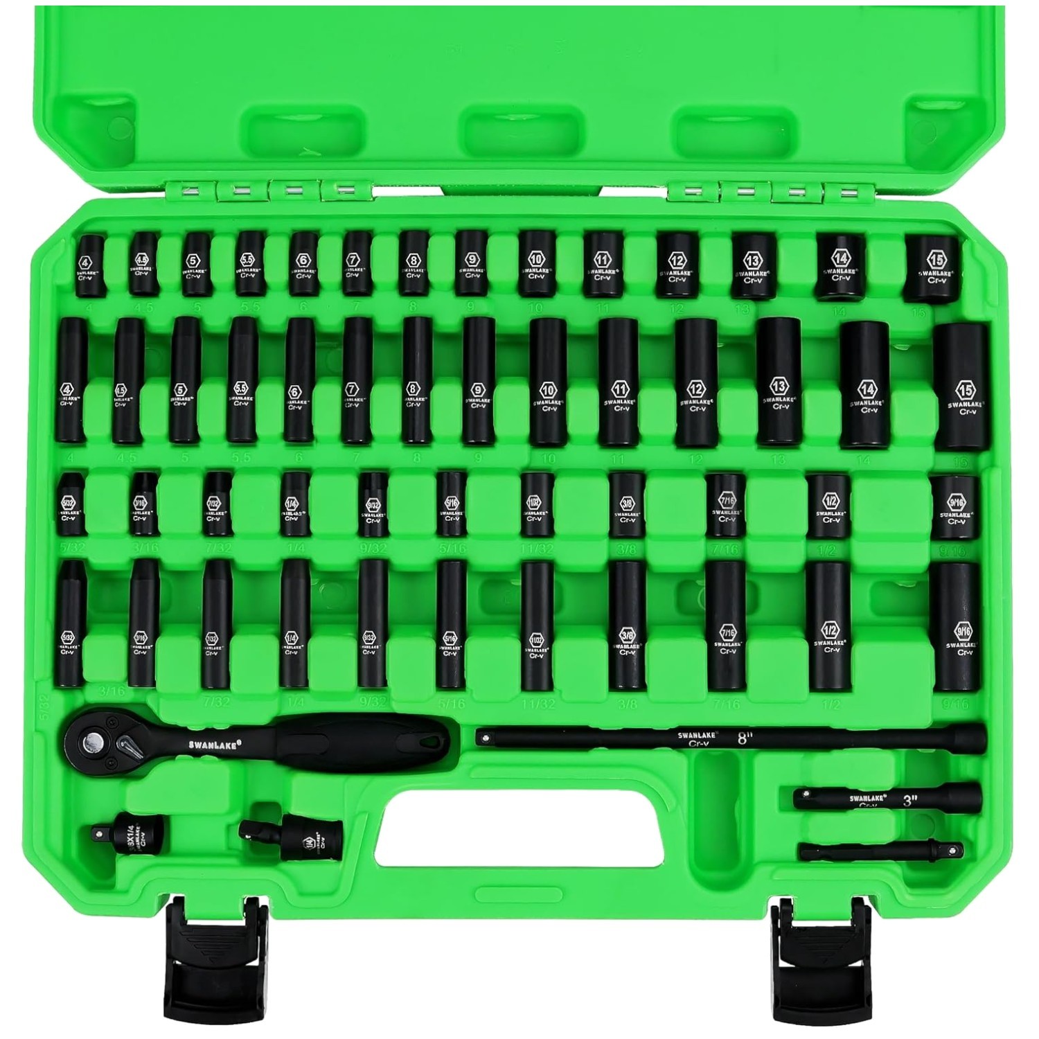 Chrome Vanadium Steel Socket Set with Ratchet Handle