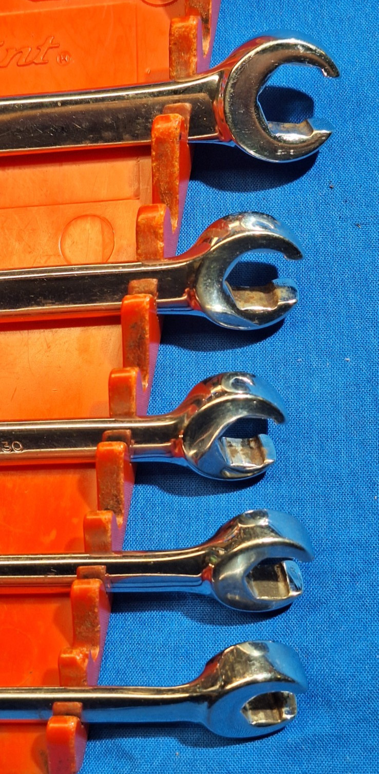 Snap-On RXSM605 5 piece METRIC open end flare nut wrench set 10mm-14mm w/Tray