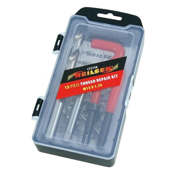 M12 X 1.75 Thread Repair Kit 15 Piece Helicoil Compatible 12mm Damaged 2748