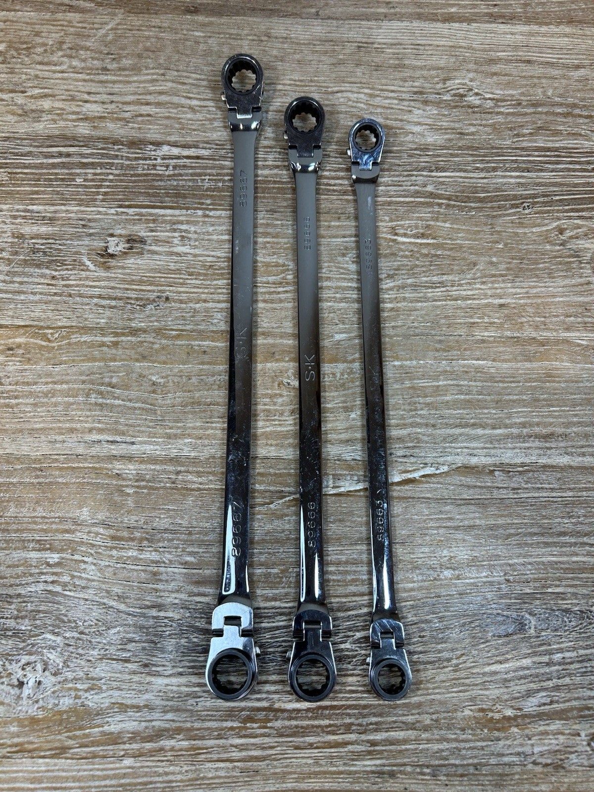 SK Tool USA XXL Double Box Flex Spline G-Pro RATCHETING Wrench Lot 13-19mm VG FS