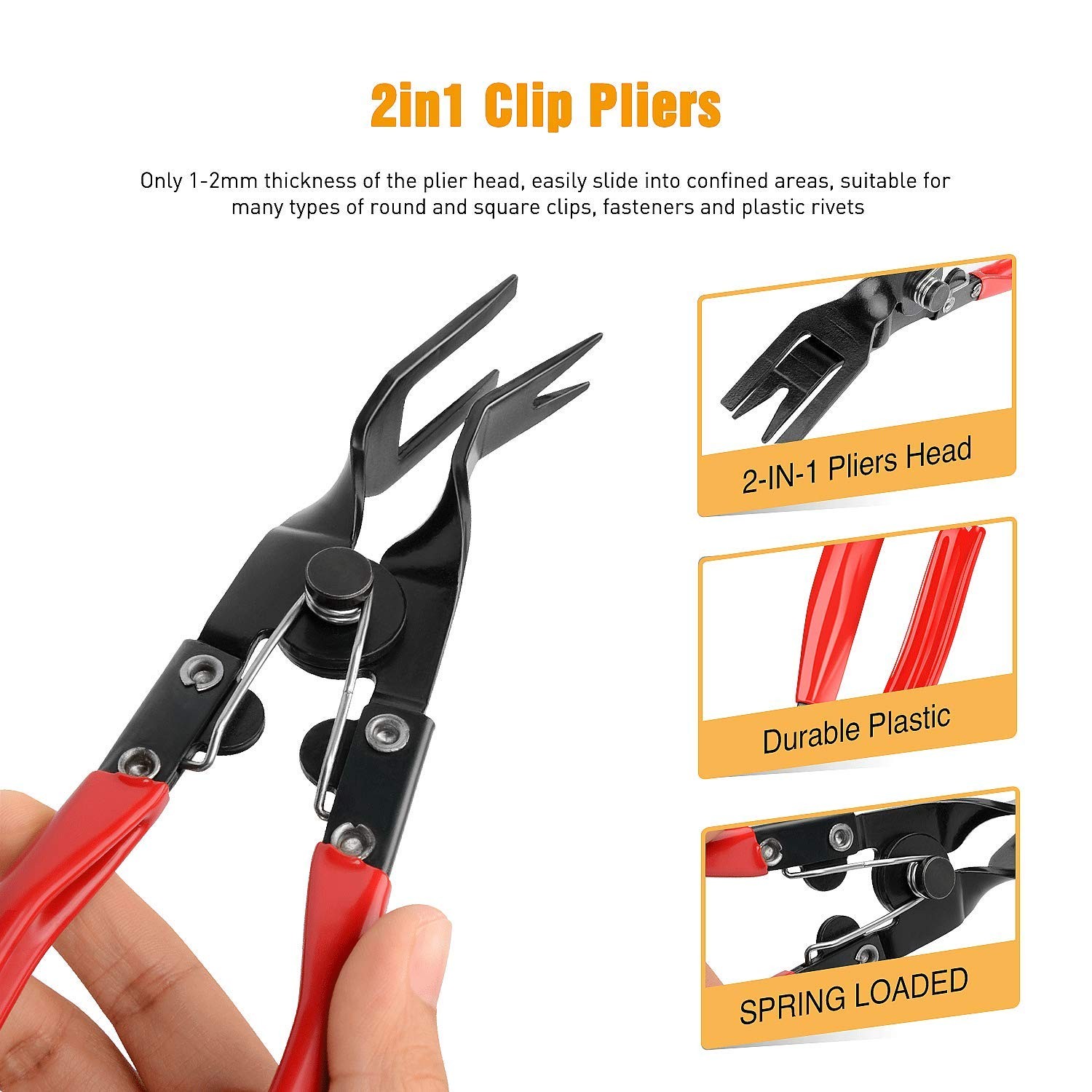 3 Pcs Clip Pliers Set & Fastener Remover Auto Upholstery Combo Repair Kit wi…