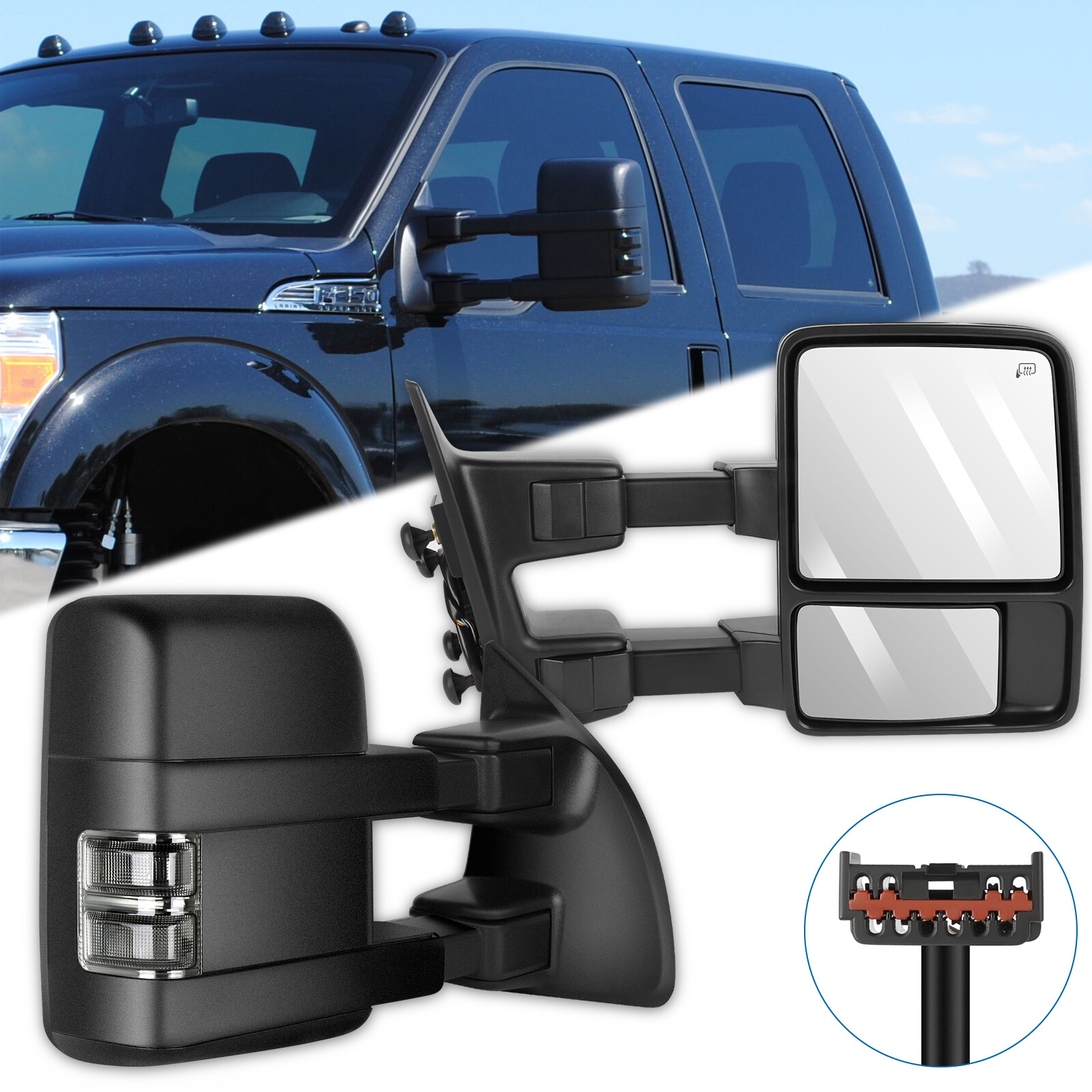 ✅ Power Heated Pair Set Side For 1999-2002 Ford F-250 Super Duty Towing Mirrors