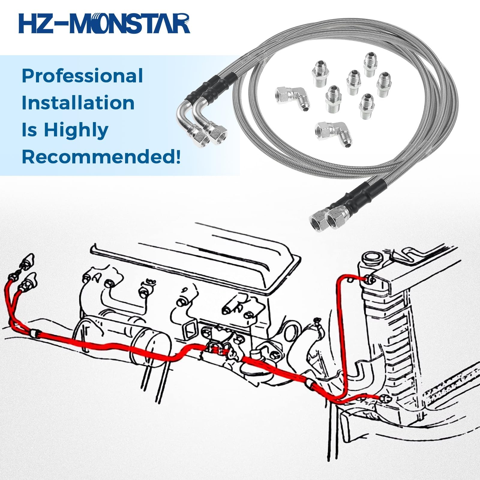 HZ-MONSTAR 6AN 52″ Transmission Fluid Oil Cooler 52 inches x 0.375