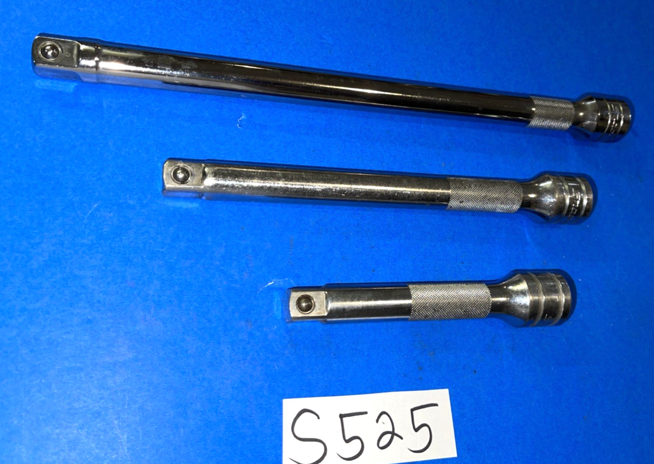 SNAP-ON TOOLS 3 PIECE 1/2 DRIVE KNURLED EXTENSIONS 5, 8, 11 INCH