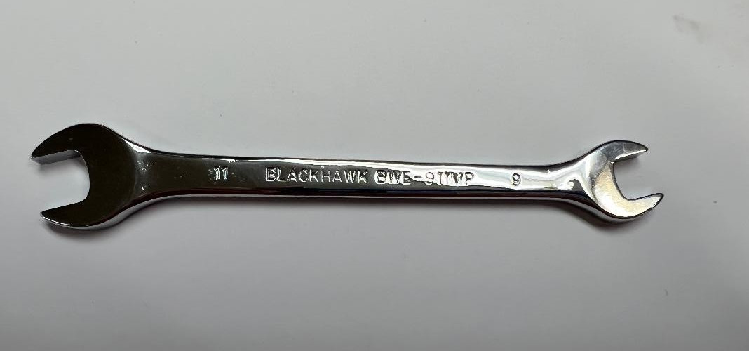 BLACKHAWK BWE-911MP OPEN END BOX WRENCH 9MM X 11MM USA MADE MIRROR POLISH