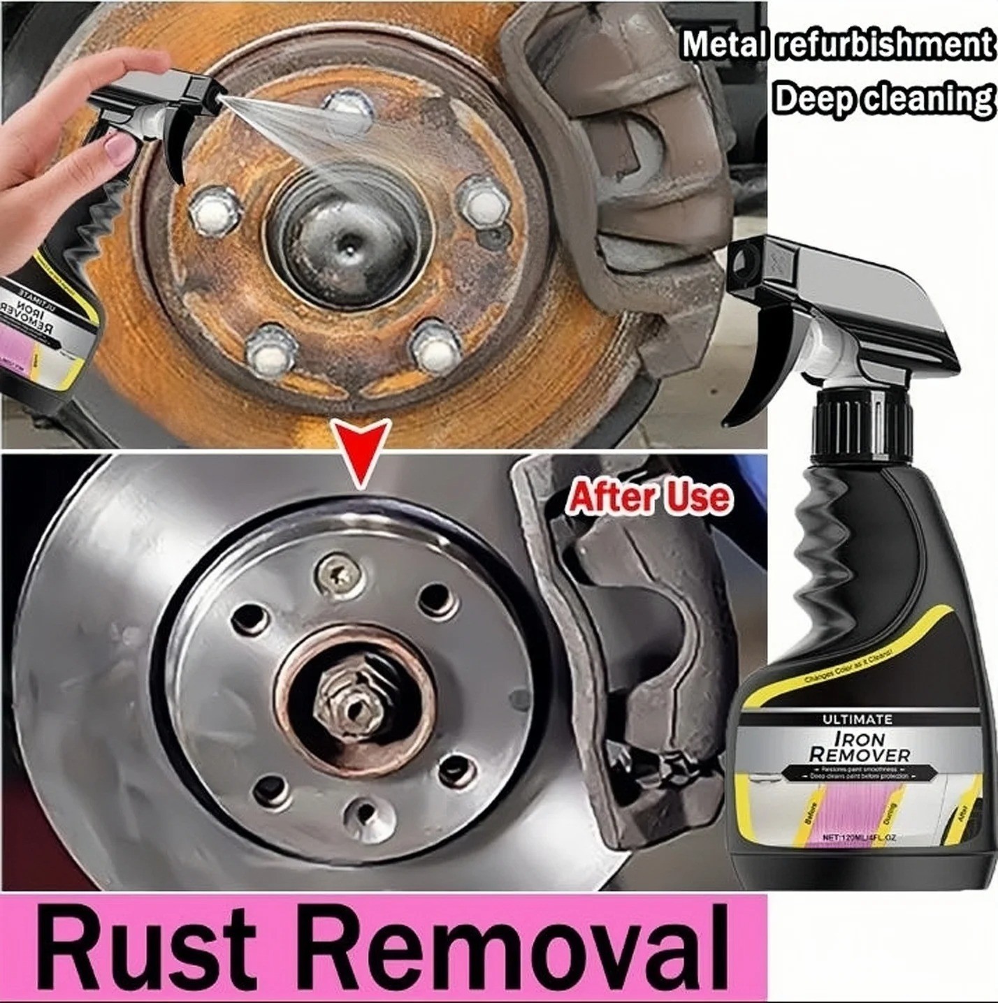 Rust Remover Revitalizing Spray for Car Wheels & Metal Surfaces Strong