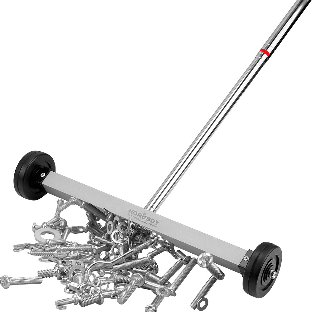 HORUSDY 17 Inch Rolling Magnetic Sweeper with Wheels 38″ Telescoping Pickup Tool