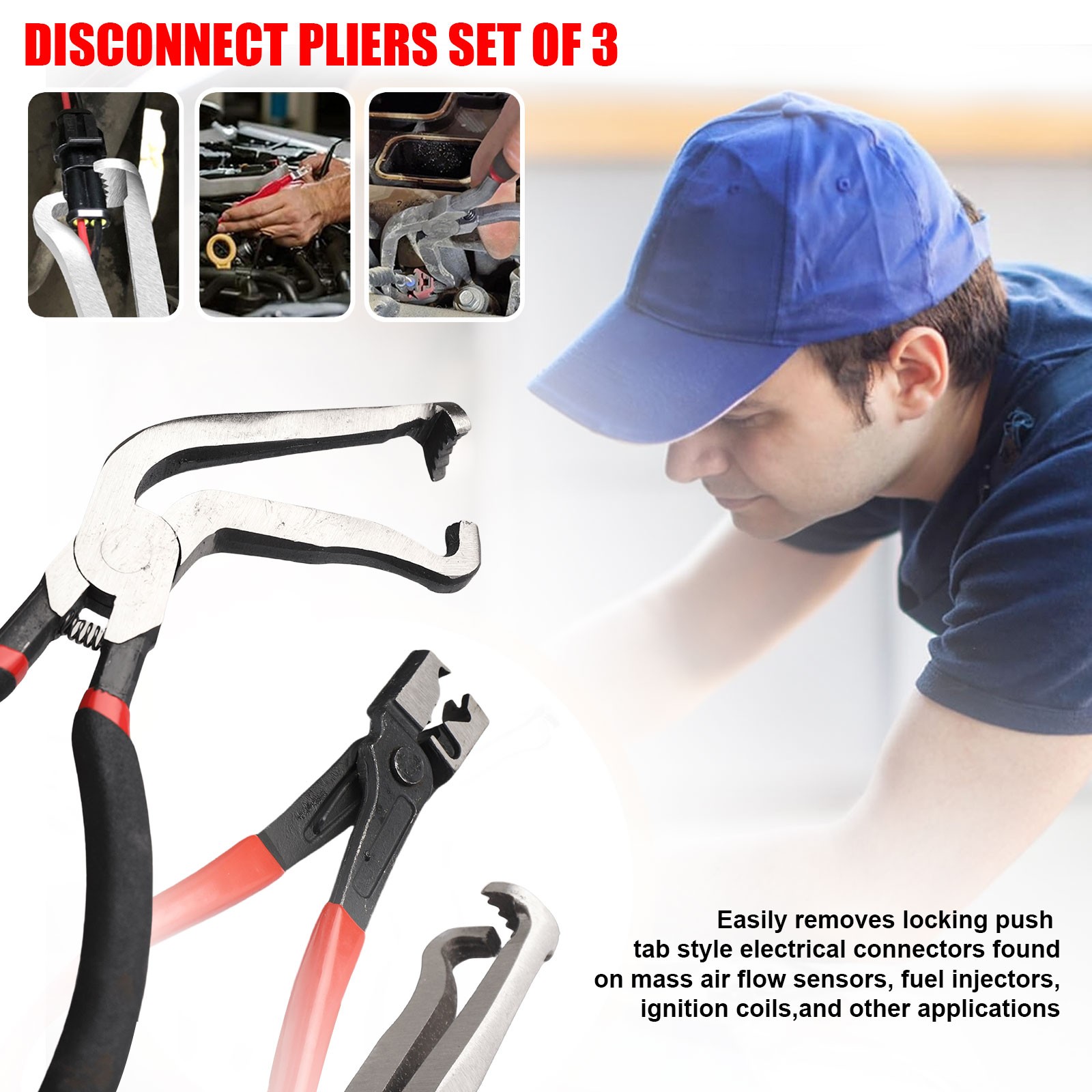 3 Pack Electrical Disconnect Pliers,Electrical Connector Separator for Cars