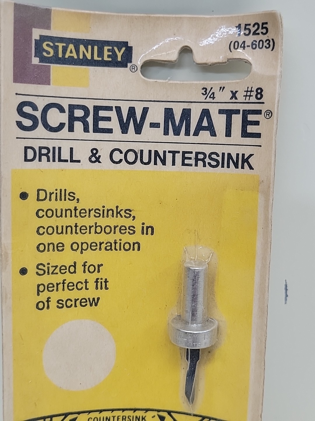 Stanley 04-603 Screw-Mate Drill & Countersink 1525 #04-603 3/4 x 8 #8 USA NOS