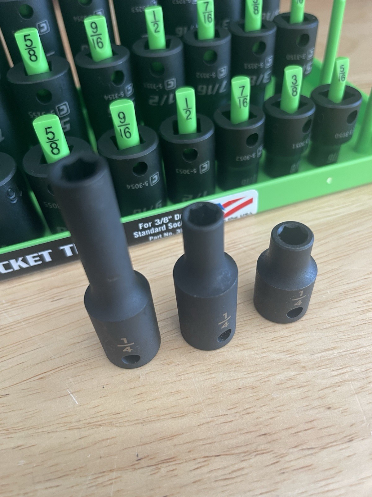 3/8” SAE Shallow Mid Deep 6pt Impact Sockets 1/4″-1″ Capri Tools & Tekton w/Tray