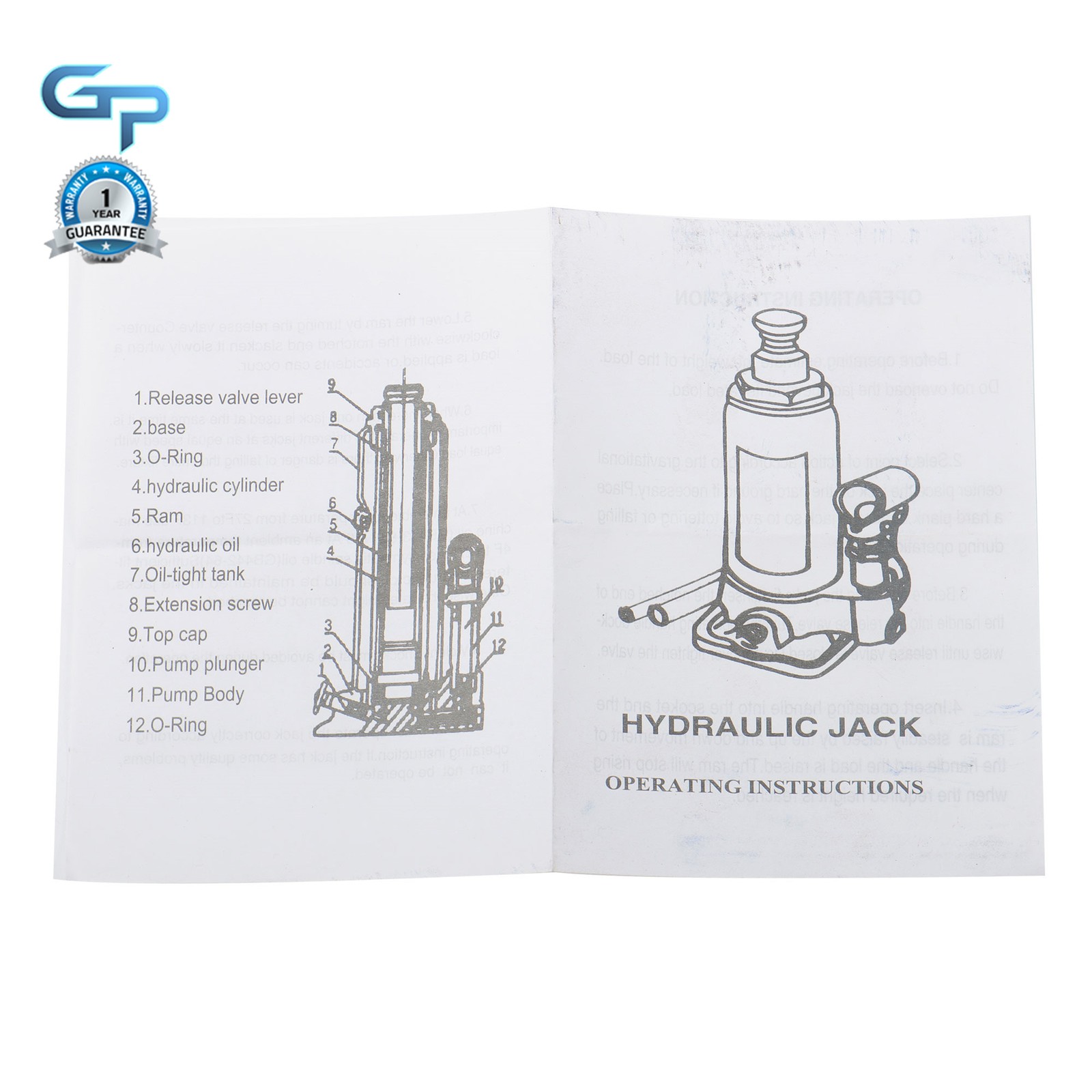 Hydraulic Car Bottle Jack for Auto Repair and House Lift, 10 Ton (20,000 LBs)