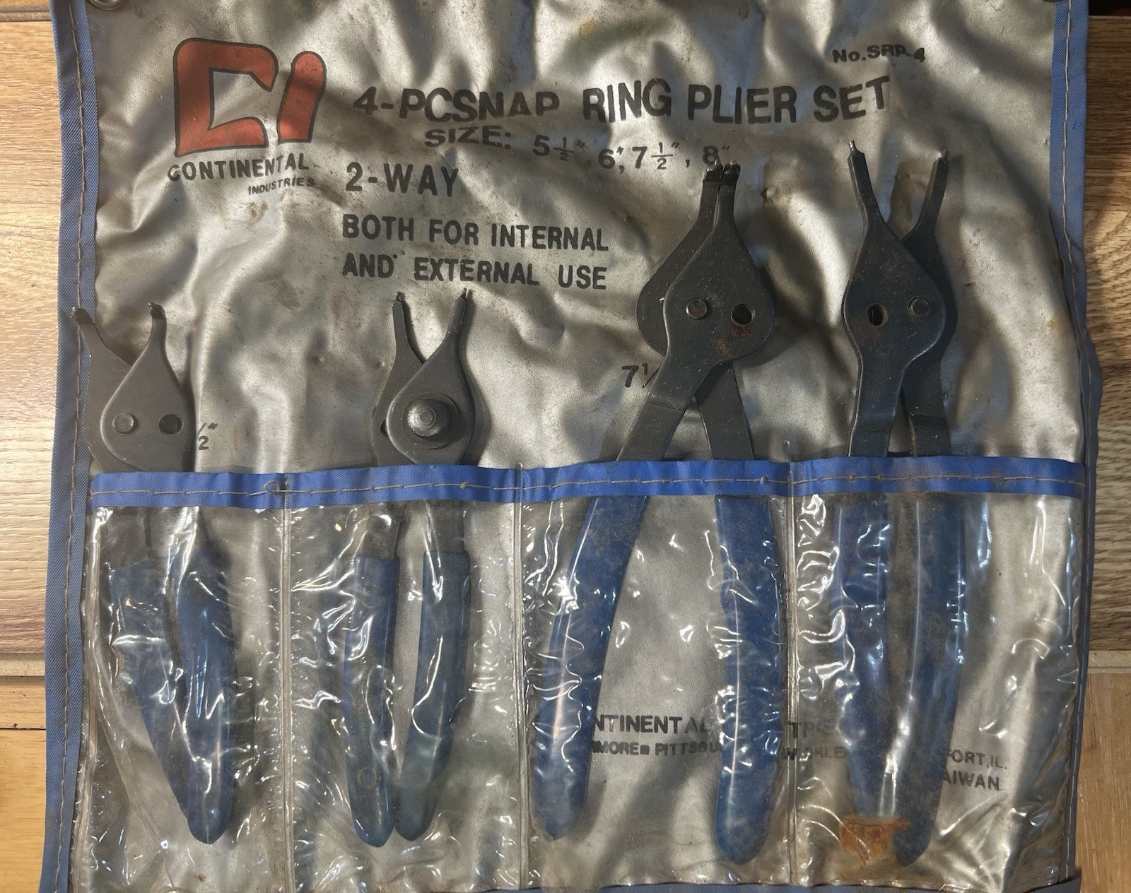 Vintage Continental Tools 4 Pieces Snap Ring Pliers Blue SRP-4 In Pouch
