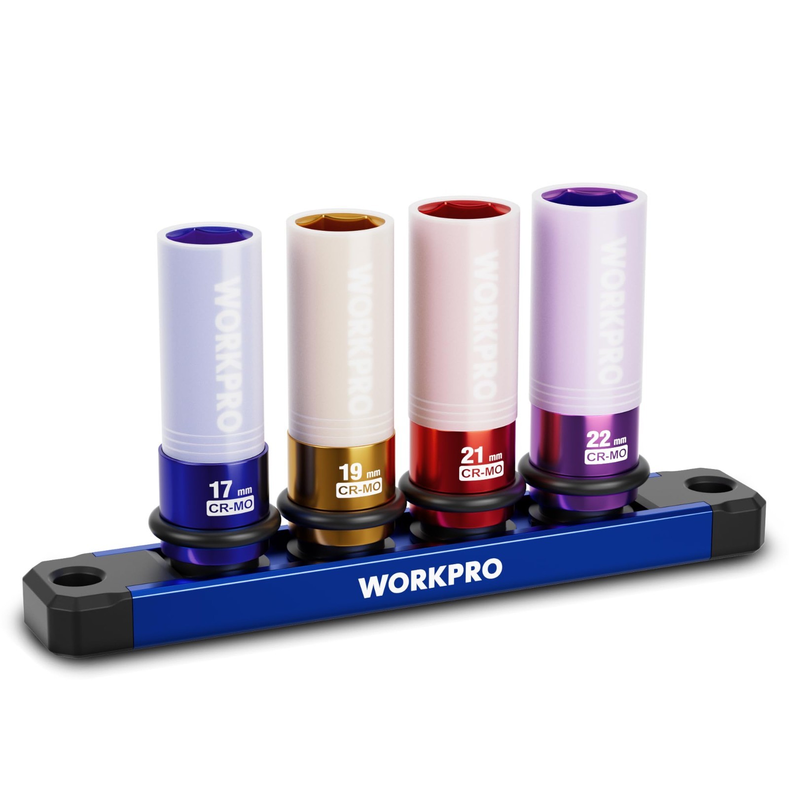 1/2″ Drive Lug Nut Impact Socket Set – 4PC Deep Thin Wall, 17-19-21-22mm, Cr-Mo
