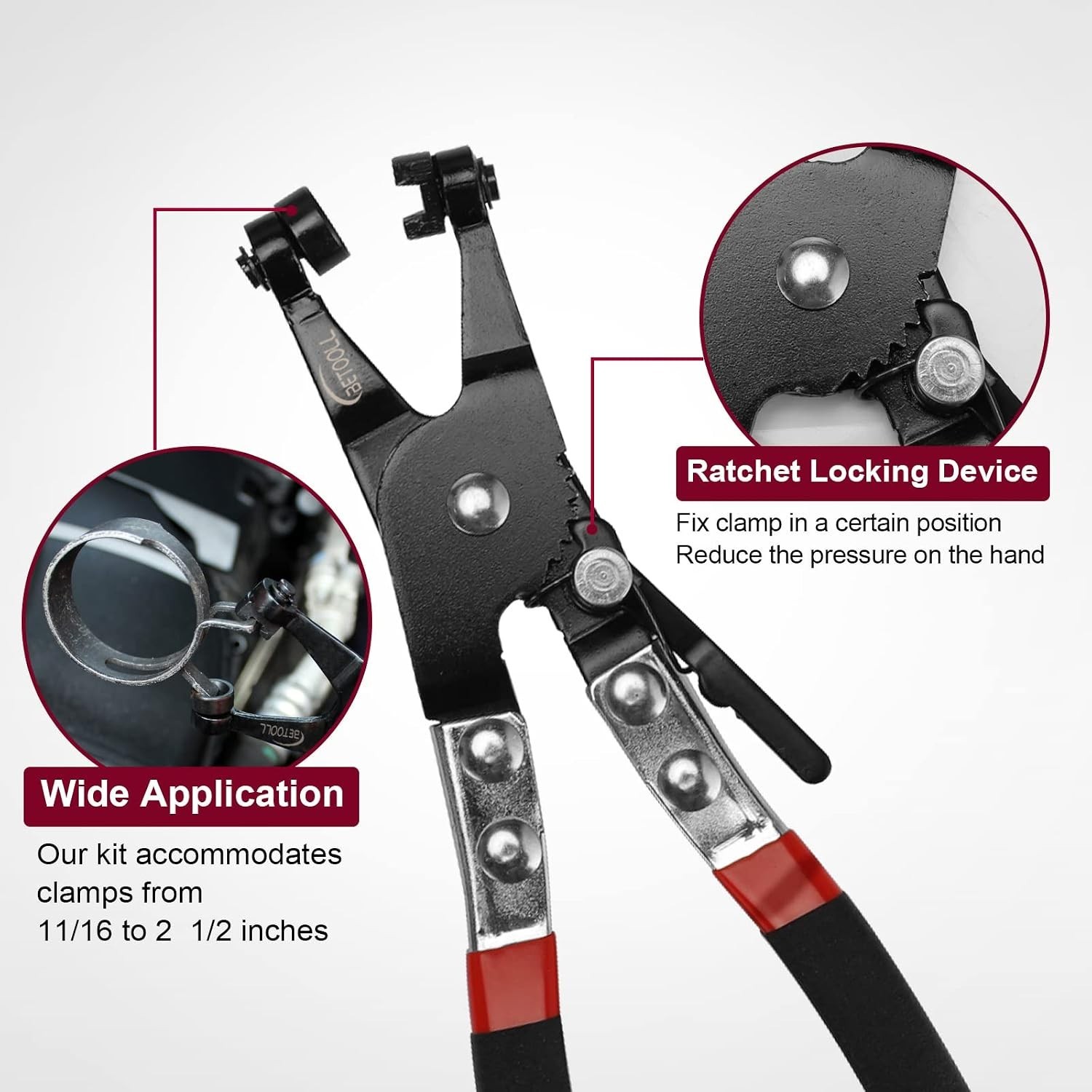 9pc Automotive Hose Clamp Pliers Set: Long & Ergonomic Grip for Repairs