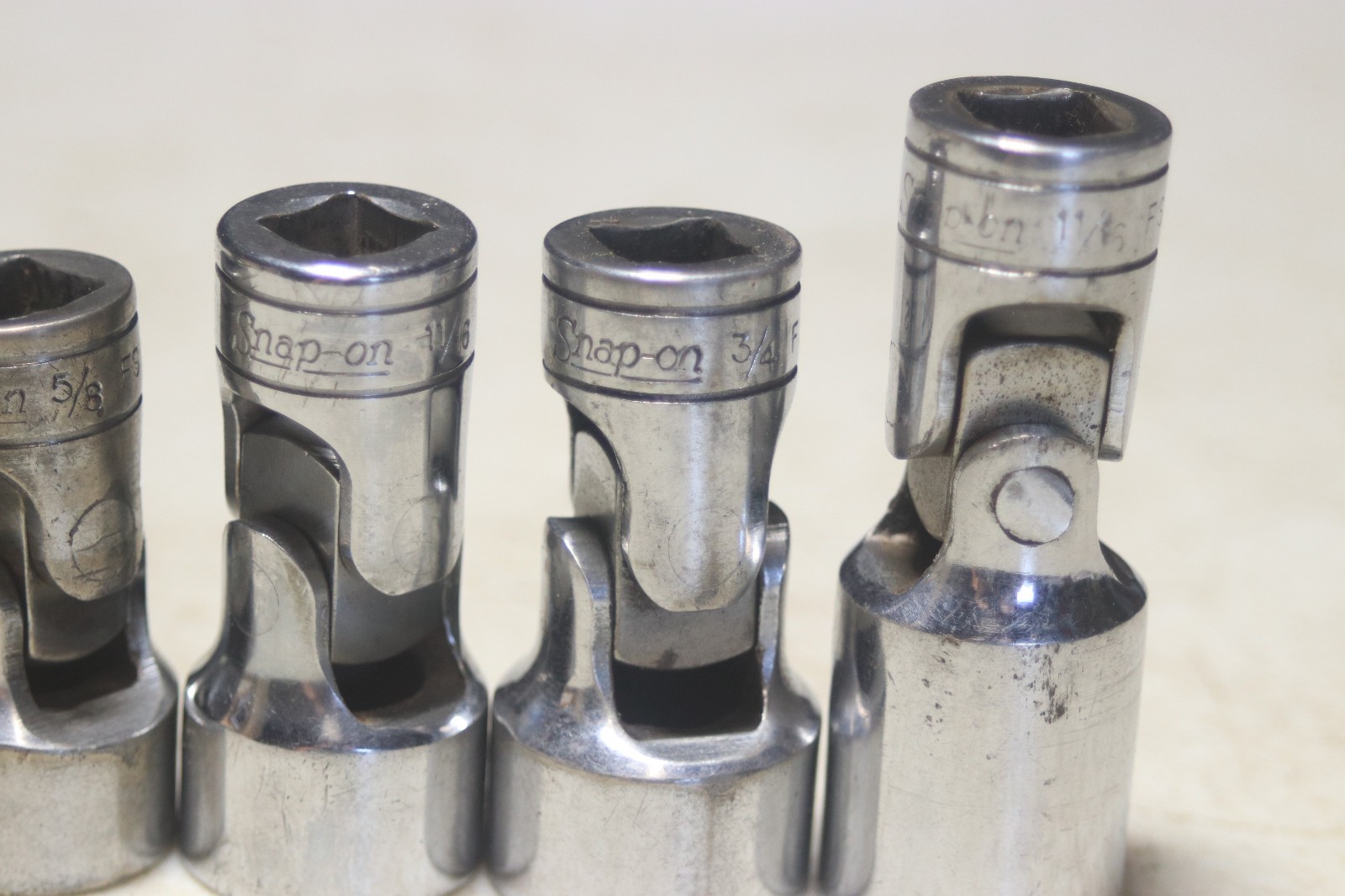 Lot of 6 Snap On 3/8 Inch Drive 6 Point Swivel Sockets 7/16 to 3/4