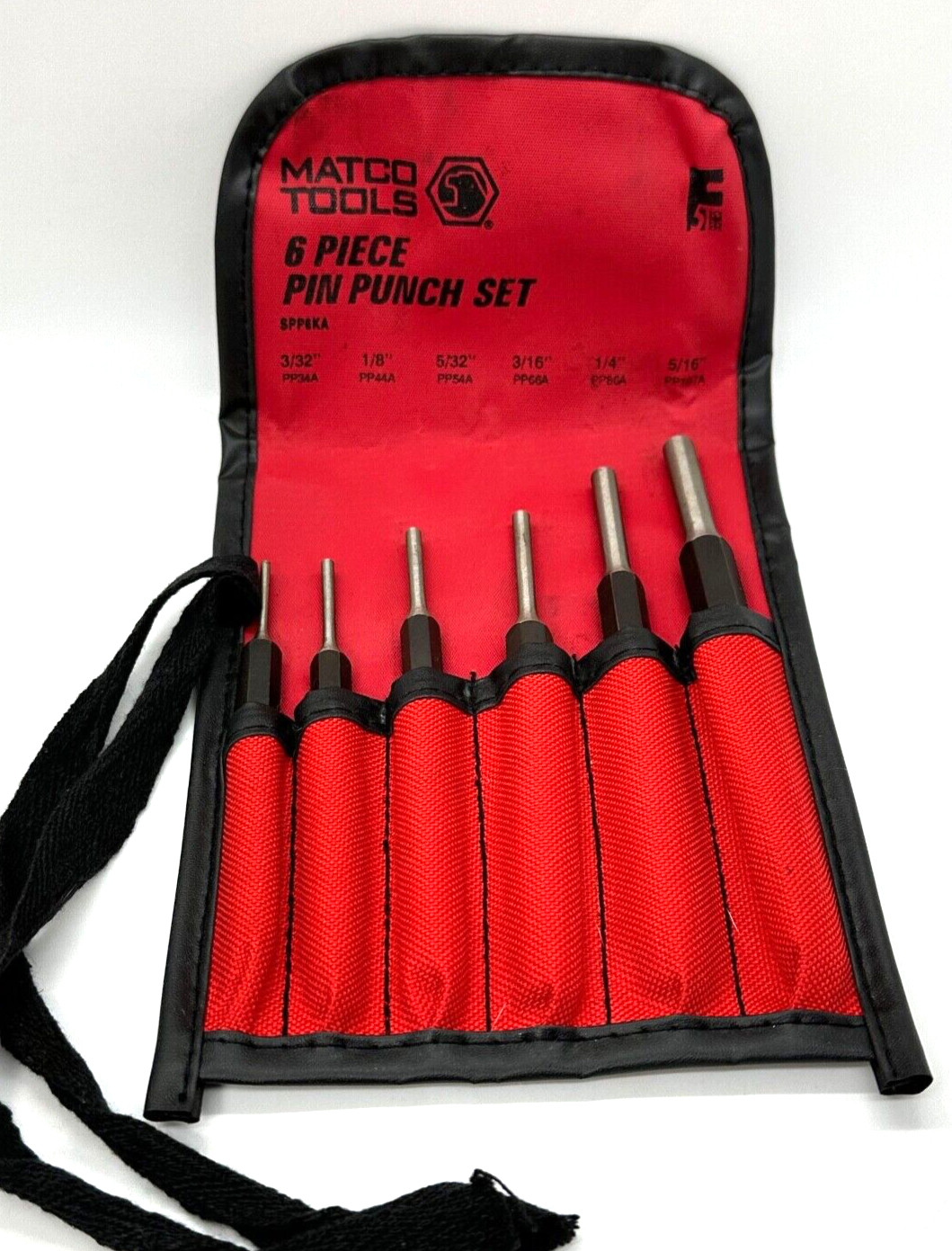 🇺🇸 NEW MATCO Tools USA Pin Punch Set Lot Straight Roll Red Storage Pouch 6pc