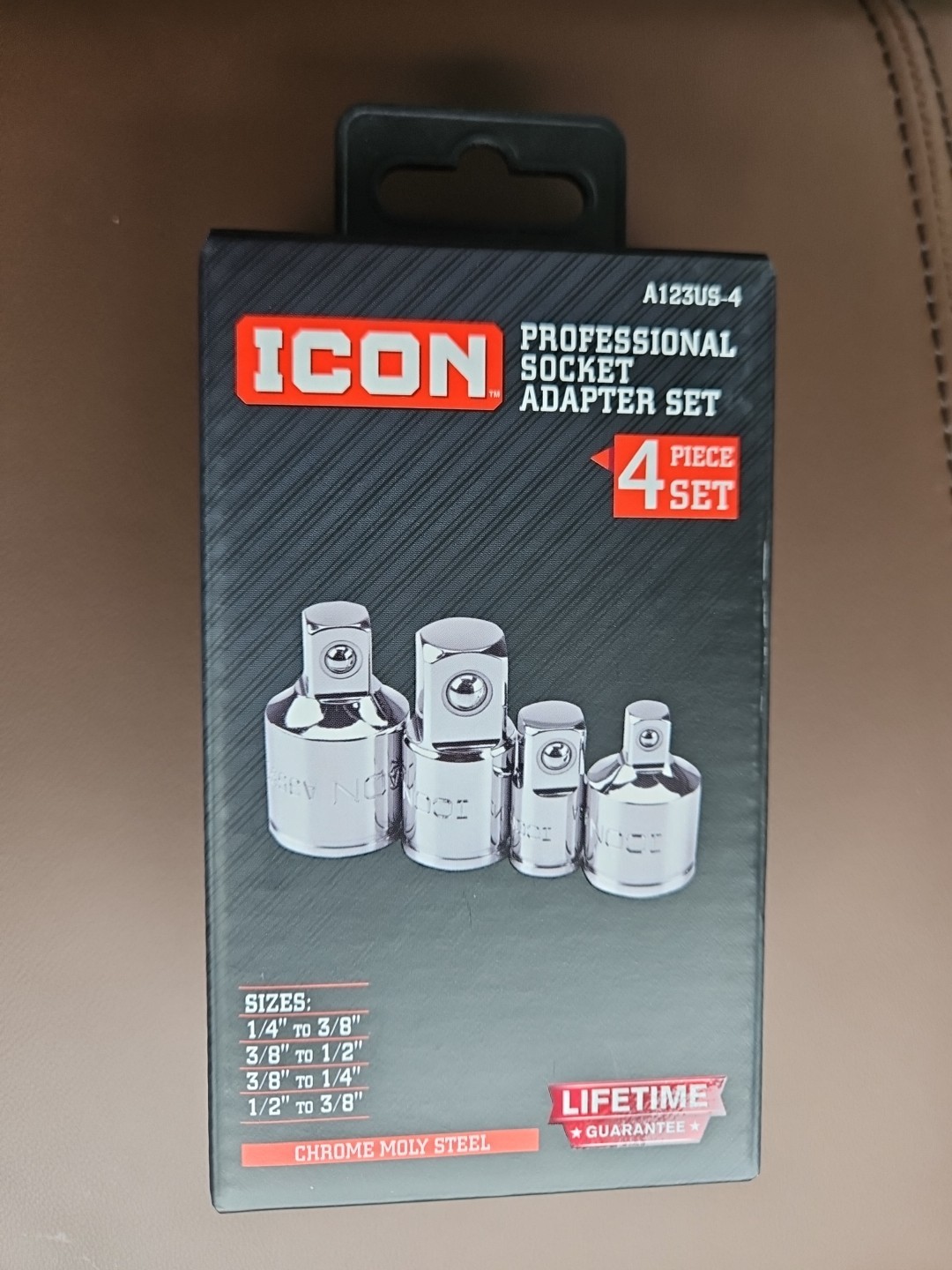Icon Professional Socket Adapter Set 4 Piece Chrome Moly Steel A123US-4 57324