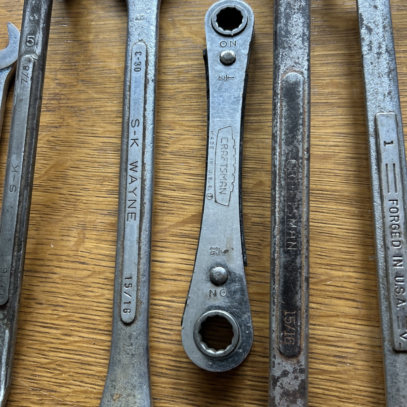 Lot Of 10 Various Sizes , Vintage S-K Wayne & Craftsman Wrenches