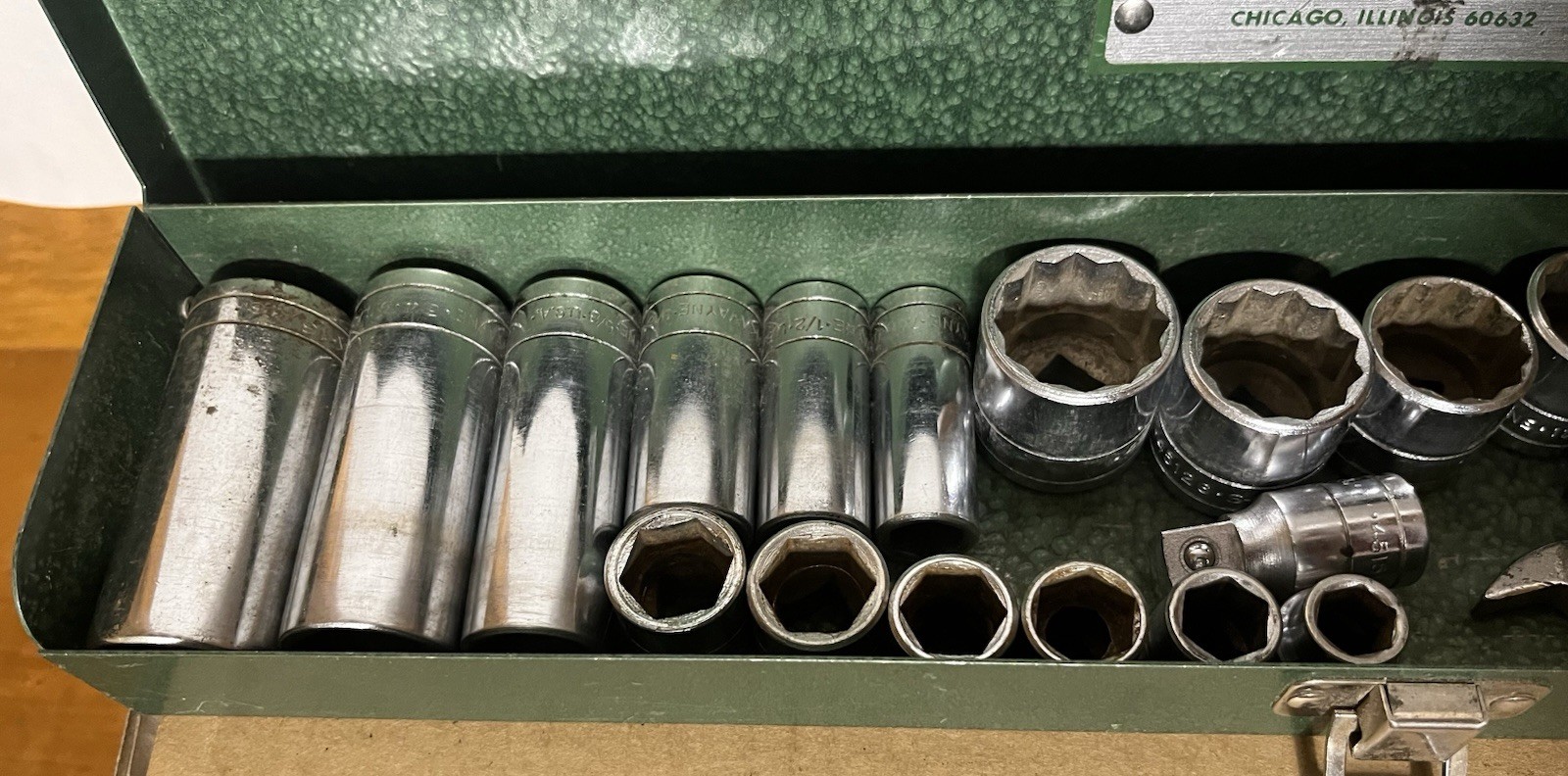 Misc – SK Tools – Green Socket Set Case w/ Sockets + Wayne Wrenches USED