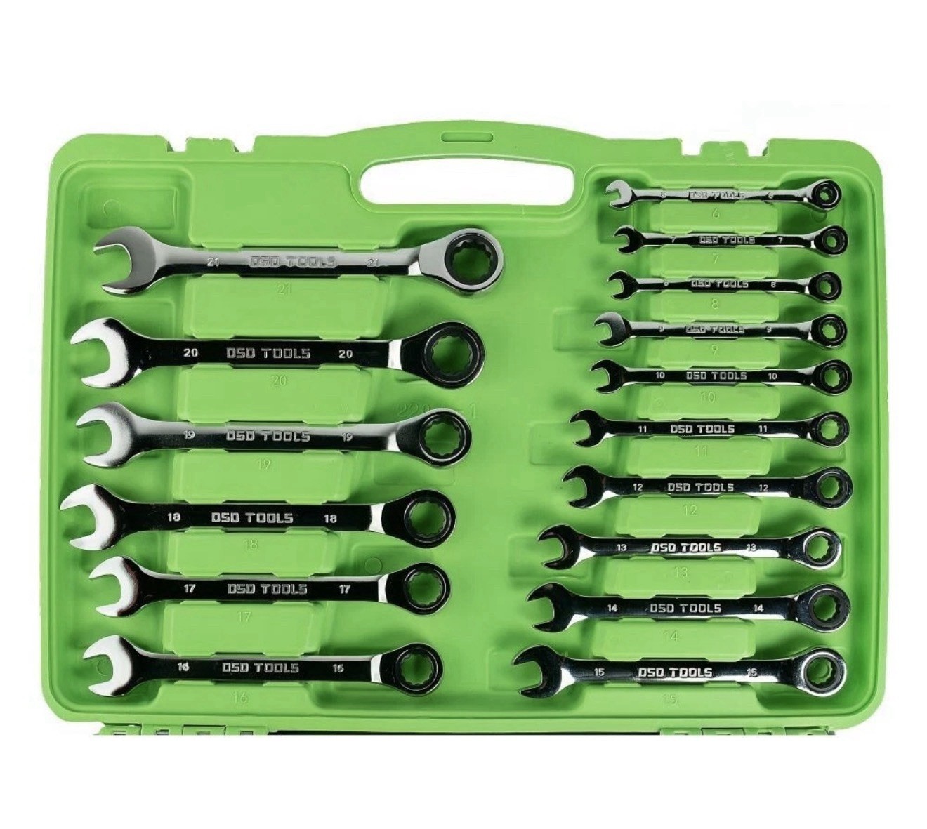 DSD TOOLS 22PC 6-32mm Metric Gear Ratchet Combination Spanner Wrench Set DS1059