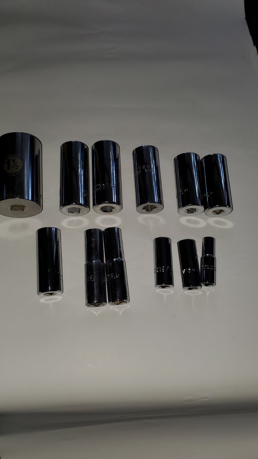 Deep Sockets, Assorted, All New, 12 Sockets