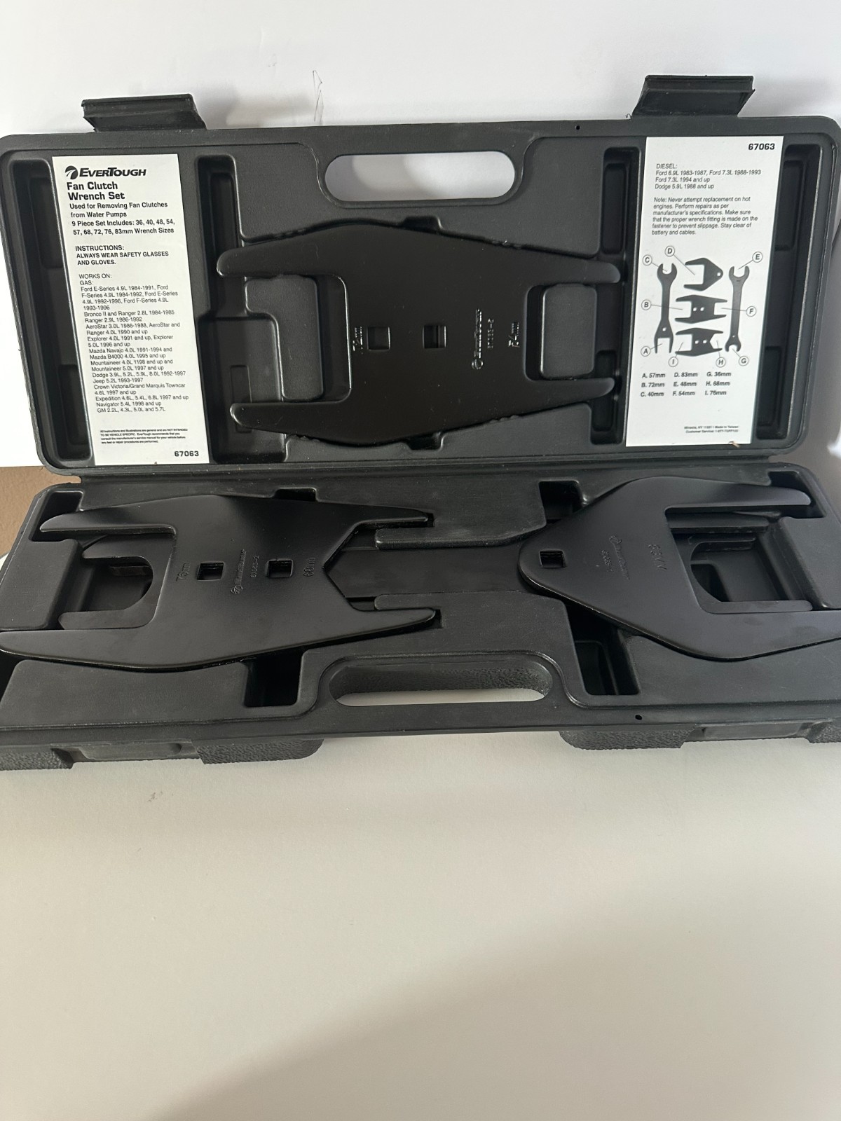 EverTough Model 67063 Fan Clutch Remover Wrench Set excellent condition