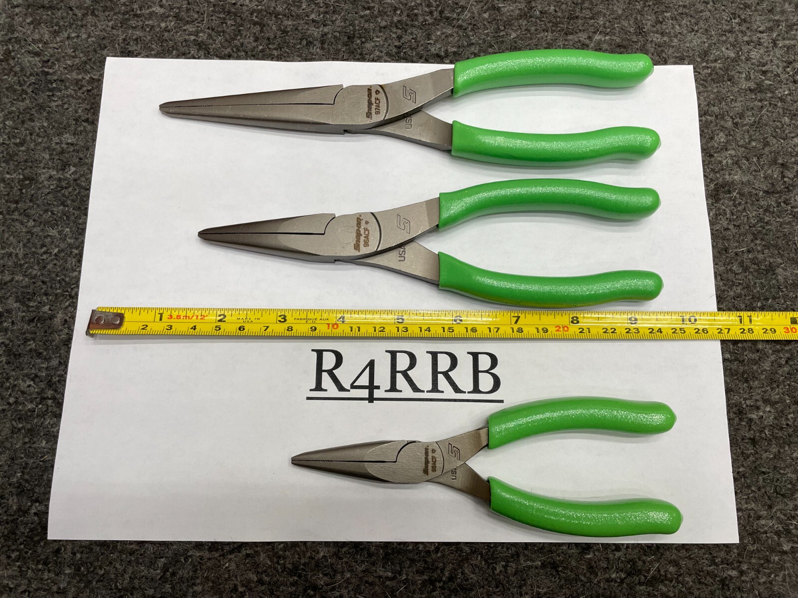 Snap-On Tools NEW 5 PIECE GREEN Soft Grip LONG Neck Needle Nose Pliers Lot Set