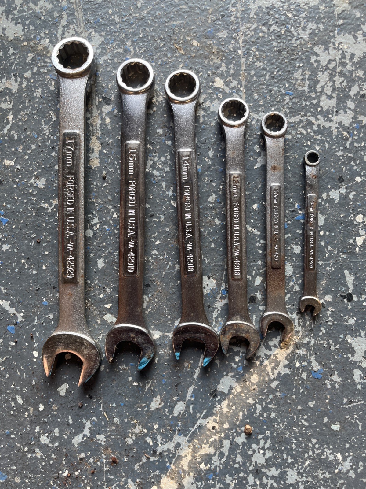 Vtg Craftsman 6 Pc Metric Combination Wrench Set 6 10 12 14 15 17 MM -VA- Series