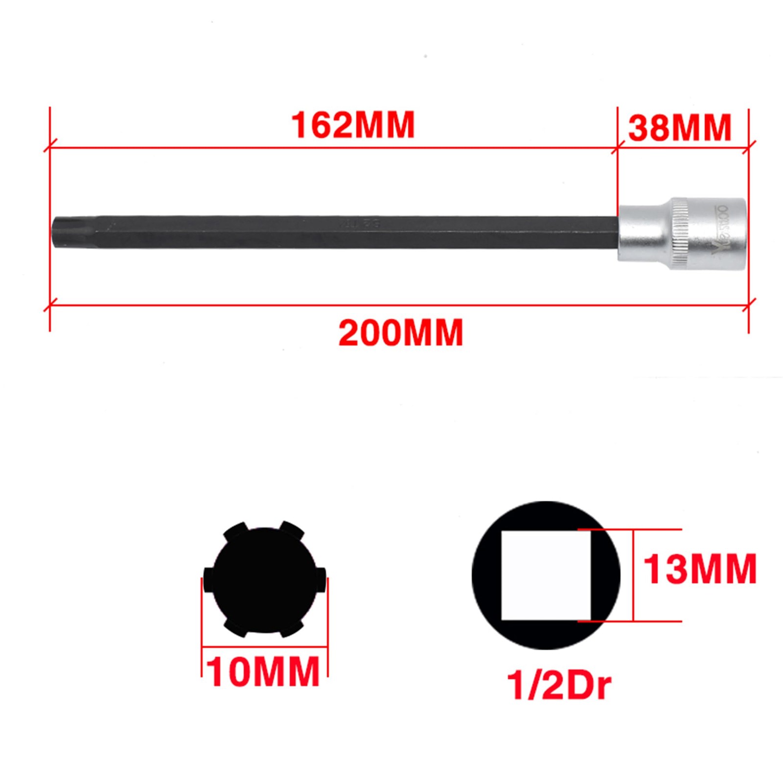 Yuesstloo Cylinder Head Bolt Socket Tool for VW and Audi, T52 Polydrive 200MM