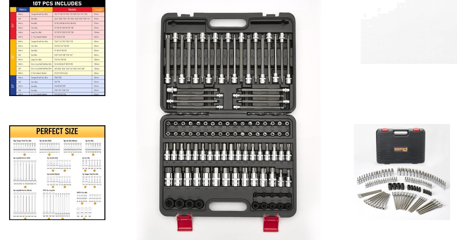 Durable 107-Piece Chrome-Plated Torx & Allen Set with Storage Case – S2 Steel