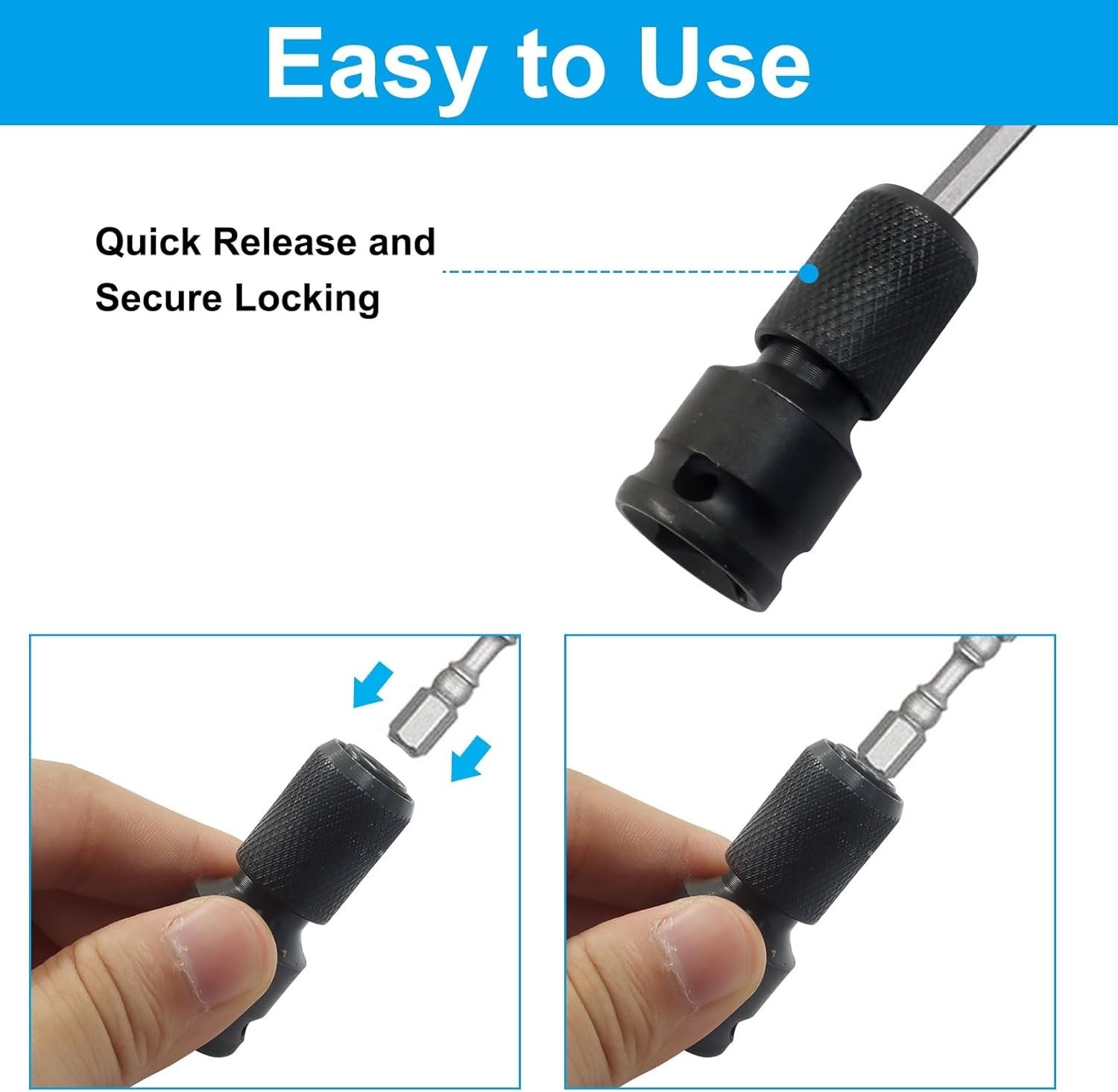 2-Pack 1/2″ Square Drive to 1/4″ Hex Adapter Quick Release Impact Wrench Chuck
