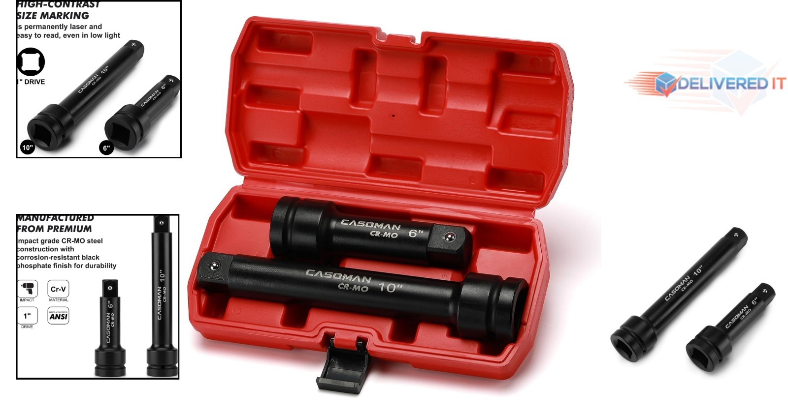 Impact Extension Bars 1-Inch Drive, 6 & 10 inches, CR-MO Steel, Heavy Duty
