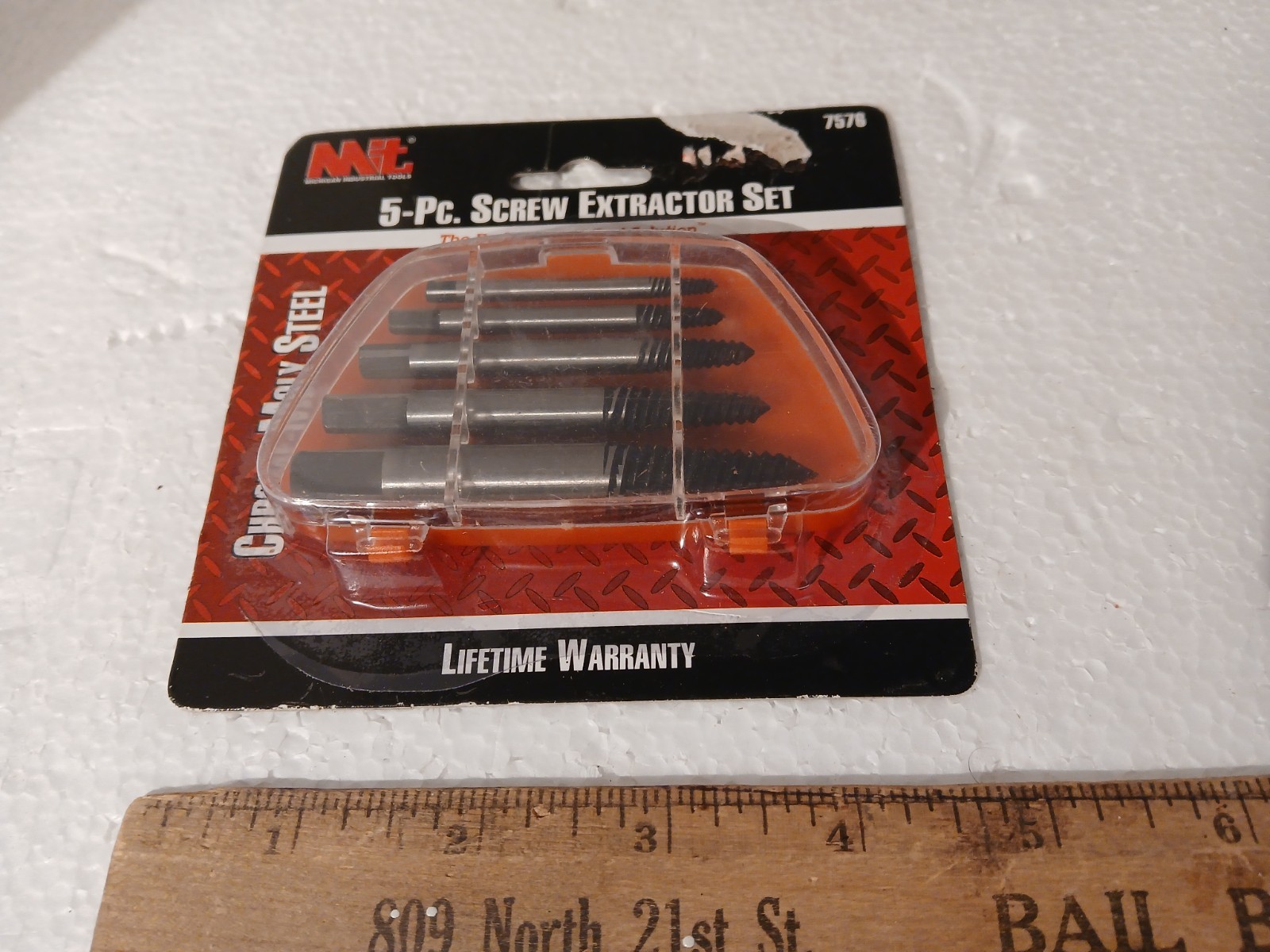 Mit 5 PC. Screw Extractor Set 7576 Chrome Moly Steel