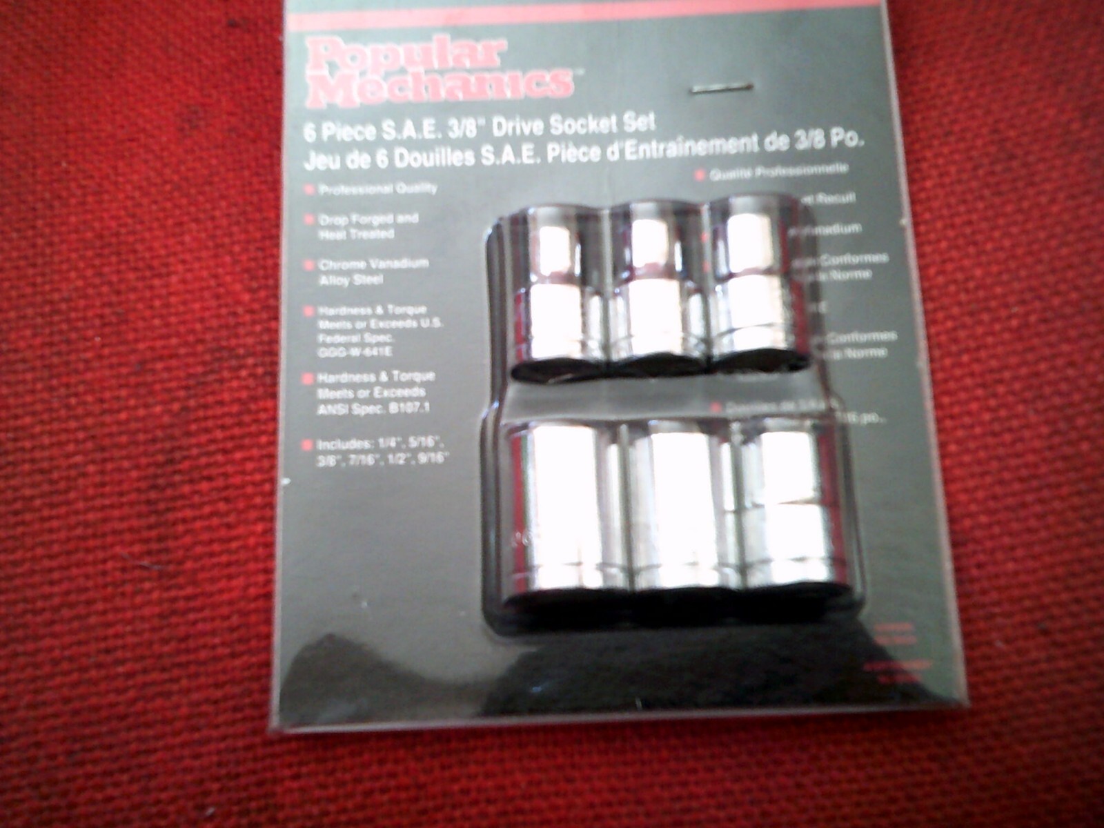 SOCKETS A.F. 3/8″ DRIVE SIZES 1/4″ 5/16″ 3/8″ 7/16″ 1/2″ 9/16″ CHROME VANADIUM