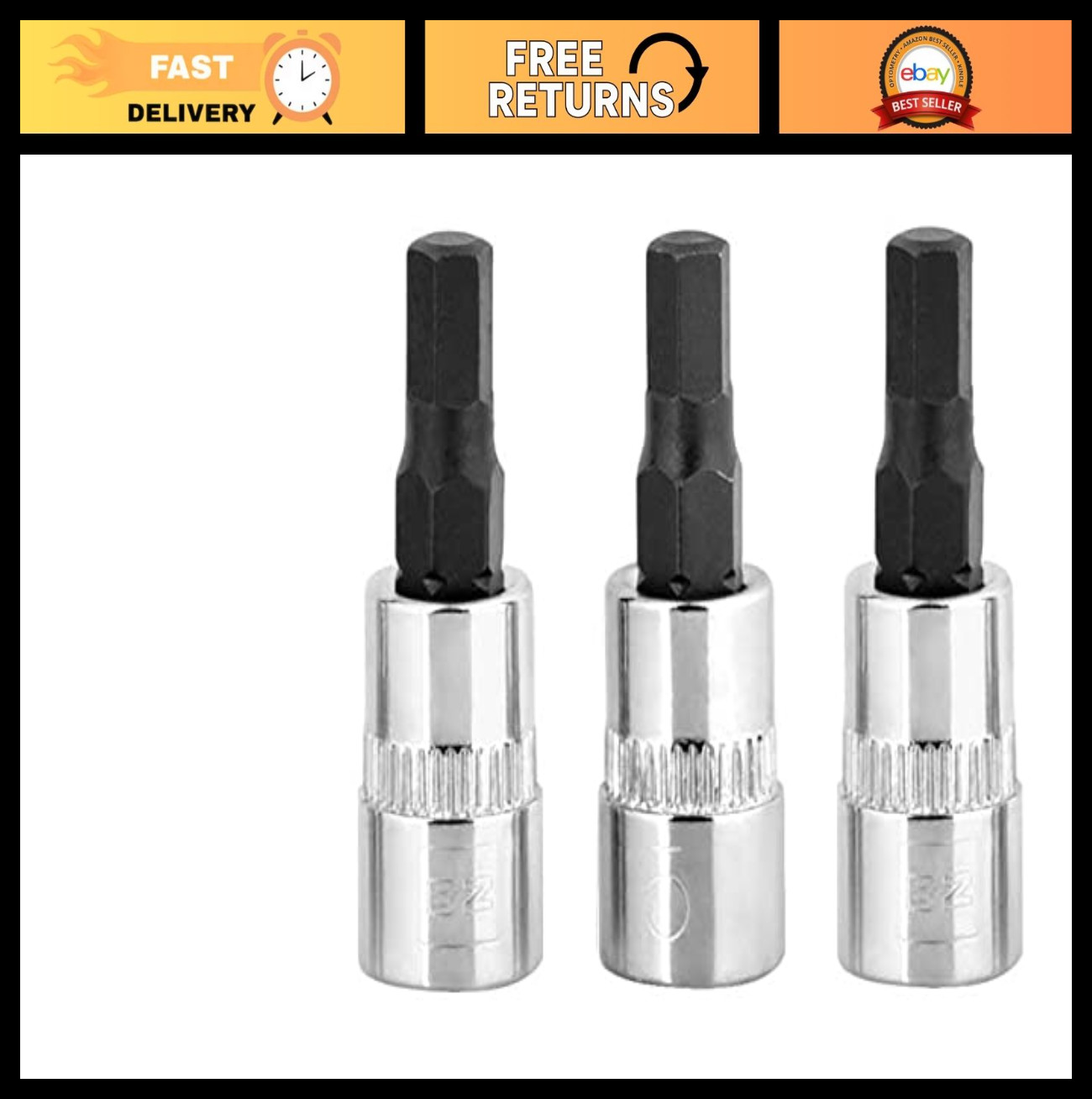 5mm Hex Bit Socket Set – 1/4″ Drive Allen Driver, Short Length, 3 Pack