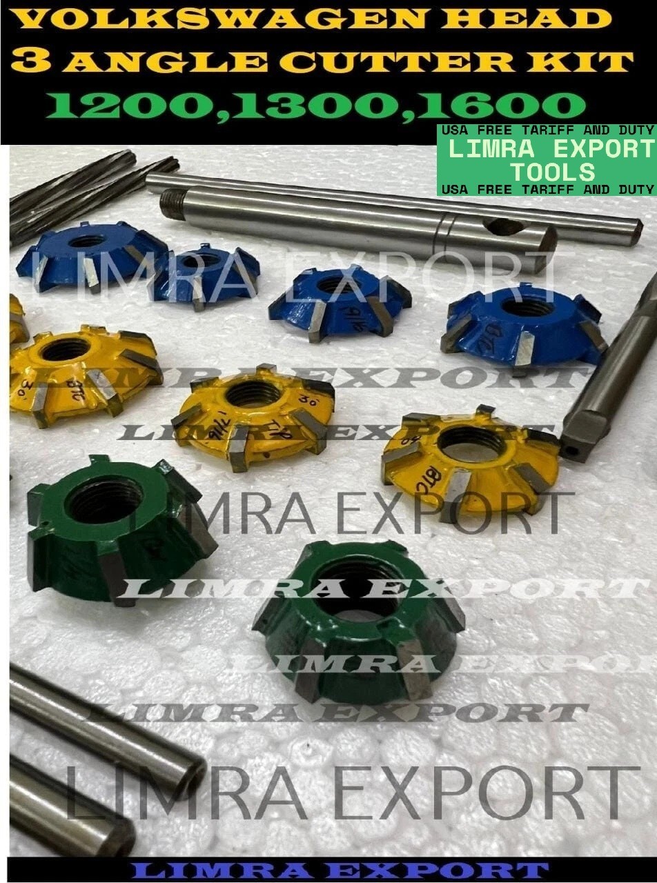 VOLKSWAGEN HEAD 3 ANGLE CUT CARBIDE TIPPED VALVE SEAT CUTTER KIT 1200,1300,1600