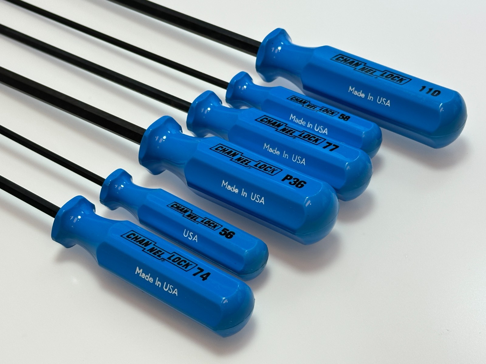 NOS Channellock Tools USA 6pc Flat Slotted & Phillips Screwdriver Set Lot, Blue