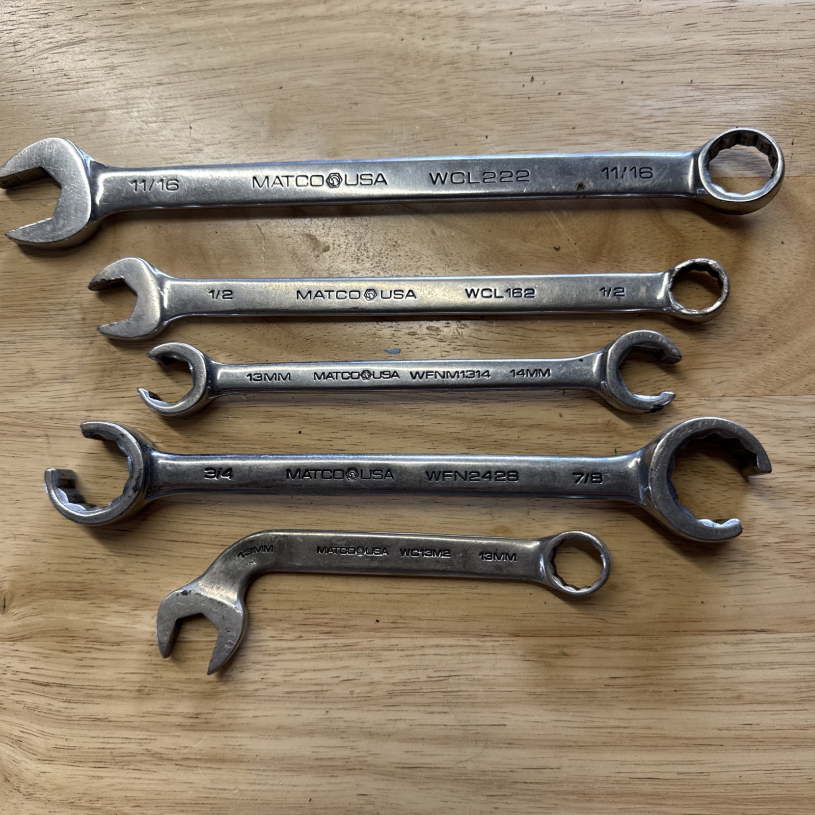 Mixed Set – Wrench- Matco Mac TOOLS Open End And Closed End See Pictures*